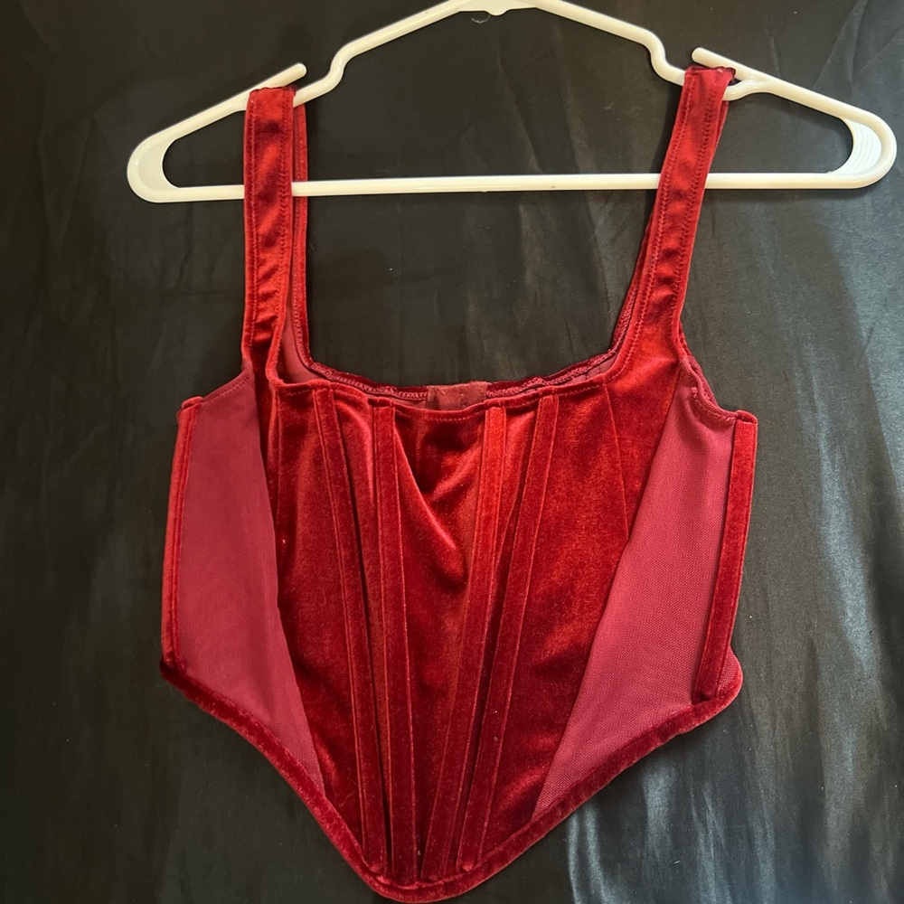 forever 21 red corset crop top
